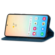 For Samsung Galaxy S25+ 5G Retro Skin Feel Magnetic Leather Phone Case(Blue)