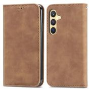 For Samsung Galaxy S25+ 5G Retro Skin Feel Magnetic Leather Phone Case(Brown)