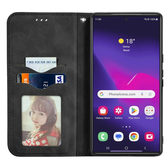 For Samsung Galaxy S25 Ultra 5G Retro Skin Feel Magnetic Leather Phone Case(Black)