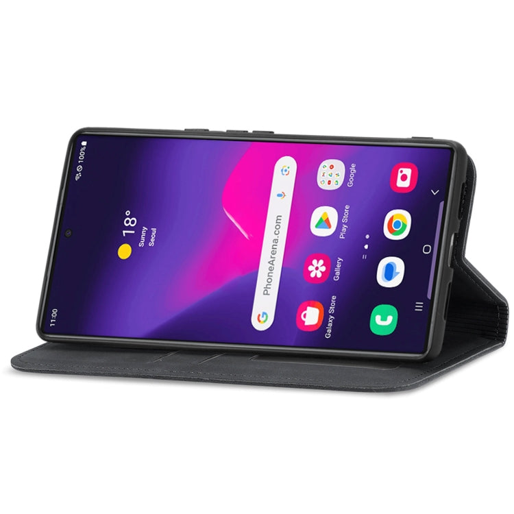 For Samsung Galaxy S25 Ultra 5G Retro Skin Feel Magnetic Leather Phone Case(Black)