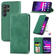 For Samsung Galaxy S25 Ultra 5G Retro Skin Feel Magnetic Leather Phone Case(Green)
