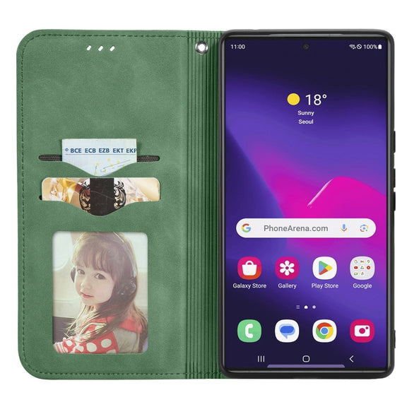 For Samsung Galaxy S25 Ultra 5G Retro Skin Feel Magnetic Leather Phone Case(Green)