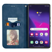 For Samsung Galaxy S25 Ultra 5G Retro Skin Feel Magnetic Leather Phone Case(Blue)