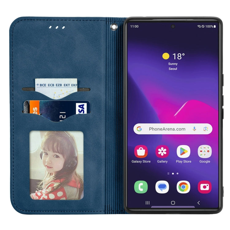 For Samsung Galaxy S25 Ultra 5G Retro Skin Feel Magnetic Leather Phone Case(Blue)
