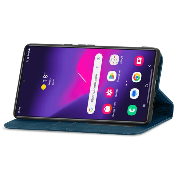 For Samsung Galaxy S25 Ultra 5G Retro Skin Feel Magnetic Leather Phone Case(Blue)