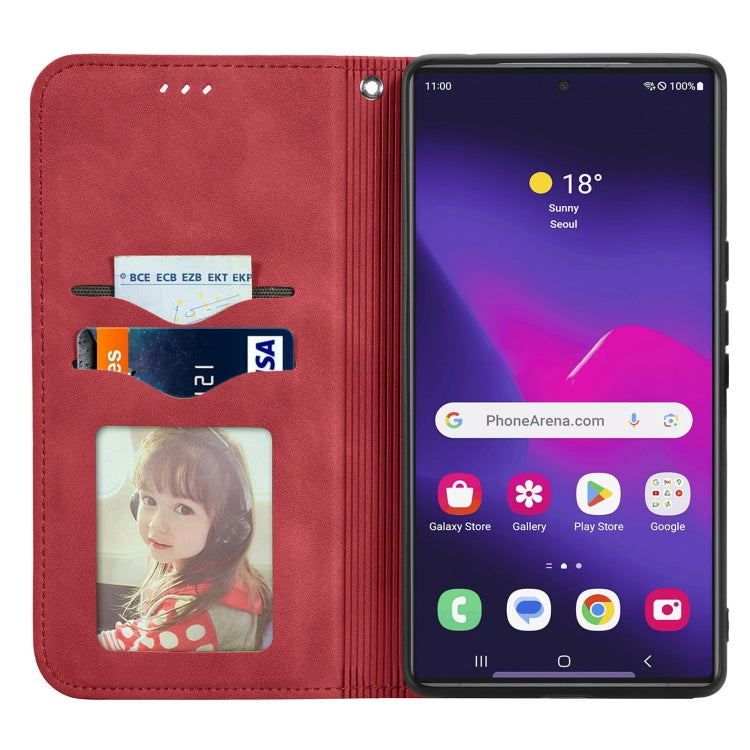 For Samsung Galaxy S25 Ultra 5G Retro Skin Feel Magnetic Leather Phone Case(Red)