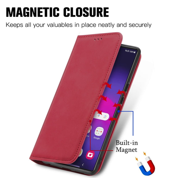 For Samsung Galaxy S25 Ultra 5G Retro Skin Feel Magnetic Leather Phone Case(Red)