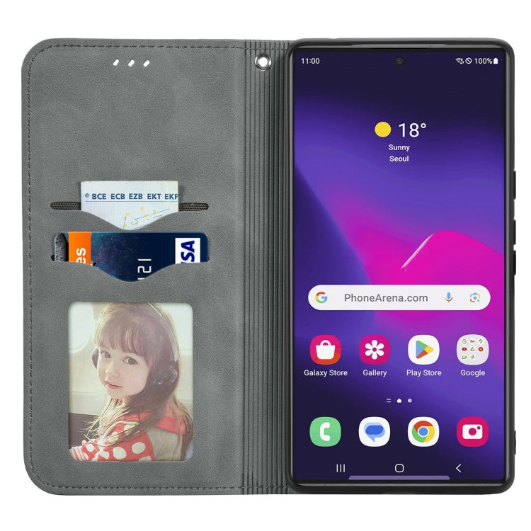 For Samsung Galaxy S25 Ultra 5G Retro Skin Feel Magnetic Leather Phone Case(Gray)