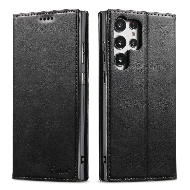 For Samsung Galaxy S25 Ultra 5G Suteni Calf Texture Horizontal Flip Leather Phone Case(Black) - Galaxy S25 Ultra 5G Cases by Suteni | Online Shopping South Africa | PMC TechLife | Buy Now Pay Later Mobicred