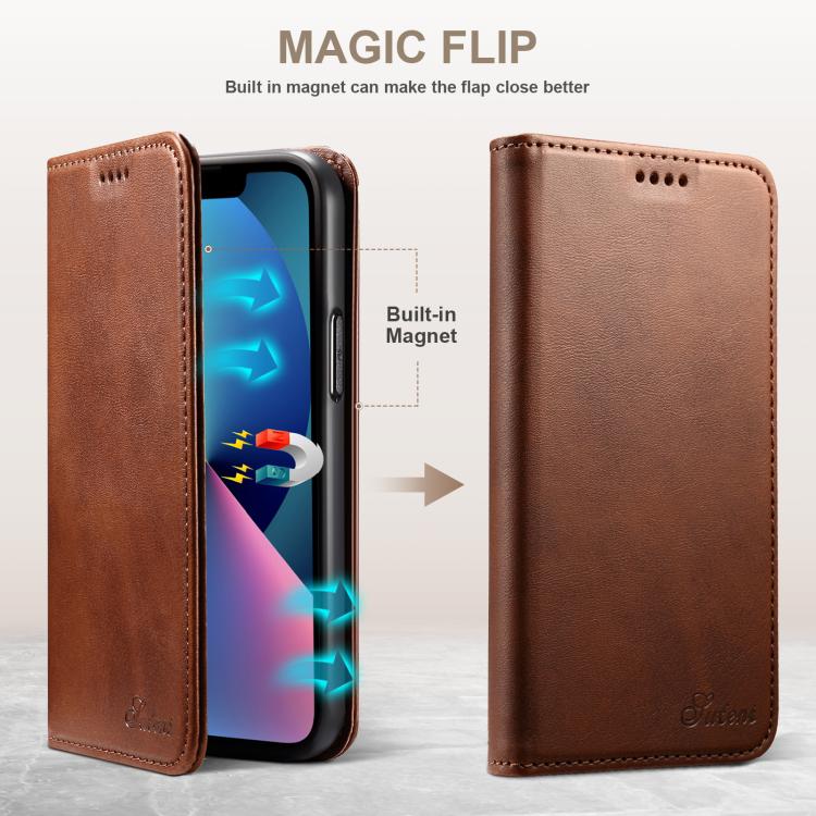 For Samsung Galaxy S25 Ultra 5G Suteni Calf Texture Horizontal Flip Leather Phone Case(Brown) - Galaxy S25 Ultra 5G Cases by Suteni | Online Shopping South Africa | PMC TechLife | Buy Now Pay Later Mobicred