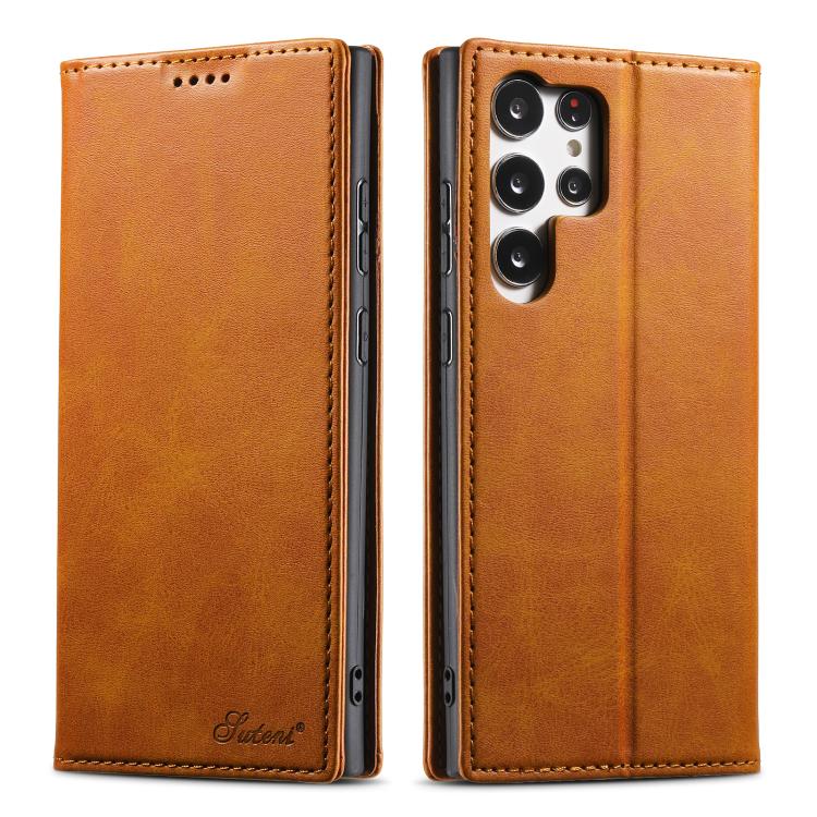 For Samsung Galaxy S25 Ultra 5G Suteni Calf Texture Horizontal Flip Leather Phone Case(Khaki) - free shipping - PMC TechLife - Order now!