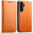 For Samsung Galaxy S25 5G Suteni Calf Texture Horizontal Flip Leather Phone Case(Khaki) - Galaxy S25 5G Cases by Suteni | Online Shopping South Africa | PMC TechLife | Buy Now Pay Later Mobicred