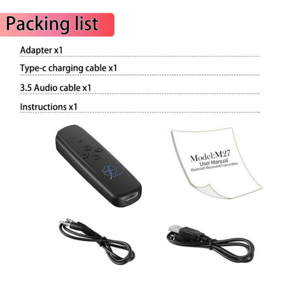 M27 Bluetooth 5.2 Wireless Stereo Music Receiver Transmitter Handsfree 3.5mm Aux Audio Car Kit