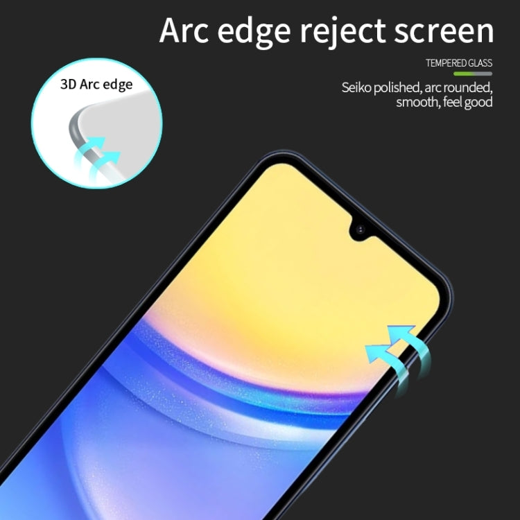 For Samsung Galaxy A15 MOFI 9H 3D Explosion-proof Curved Screen Tempered Glass Film(Black) - Galaxy Tempered Glass by MOFI | Online Shopping South Africa | PMC TechLife | Buy Now Pay Later Mobicred