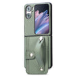 For OPPO Find N2 Flip Wristband Kickstand Card Wallet Back Cover Phone Case(Green) - Find N2 Flip Cases by PMC TechLife | Online Shopping South Africa | PMC TechLife