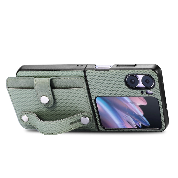 For OPPO Find N2 Flip Wristband Kickstand Card Wallet Back Cover Phone Case(Green) - Find N2 Flip Cases by PMC TechLife | Online Shopping South Africa | PMC TechLife