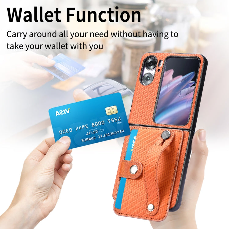For OPPO Find N2 Flip Wristband Kickstand Card Wallet Back Cover Phone Case(Green) - Find N2 Flip Cases by PMC TechLife | Online Shopping South Africa | PMC TechLife