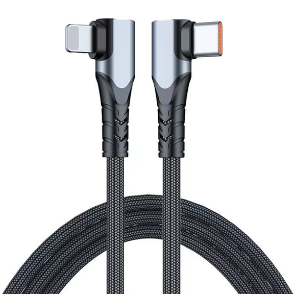 ENKAY Hat-Prince PD 20W Type-C to 8 Pin Dual Elbow Fast Charging Data Cable, Length:1m(Silver)