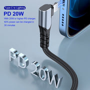 ENKAY Hat-Prince PD 20W Type-C to 8 Pin Dual Elbow Fast Charging Data Cable, Length:1m(Silver)