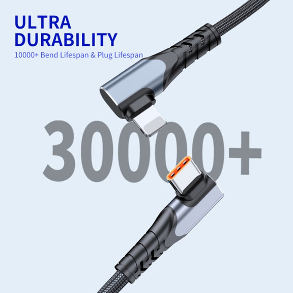 ENKAY Hat-Prince PD 20W Type-C to 8 Pin Dual Elbow Fast Charging Data Cable, Length:1m(Silver)