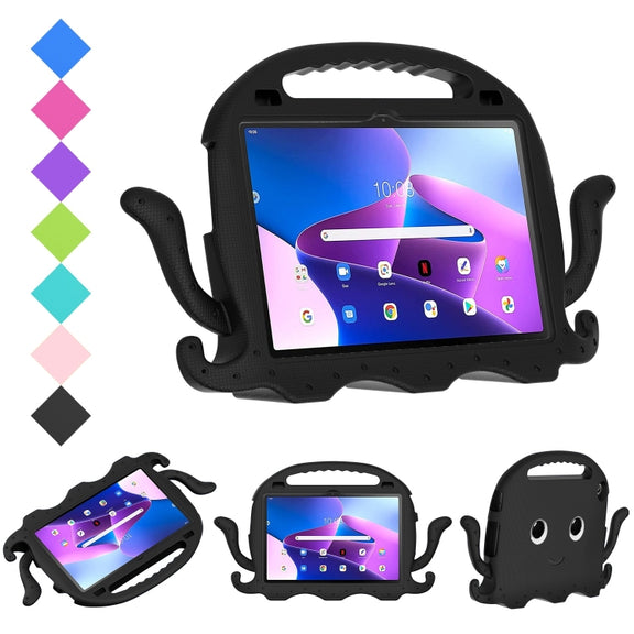 For Lenovo Tab M10 3rd Gen 10.1 TB-328 Octopus Style EVA Hybrid PC Shockproof Tablet Case with Strap(Black)