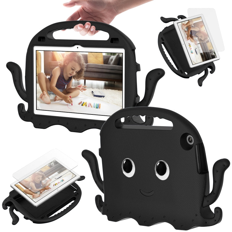 For Lenovo Tab M10 3rd Gen 10.1 TB-328 Octopus Style EVA Hybrid PC Shockproof Tablet Case with Strap(Black)