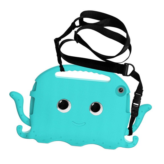 For Lenovo Tab M10 3rd Gen 10.1 TB-328 Octopus Style EVA Hybrid PC Shockproof Tablet Case with Strap(Glacial Green)