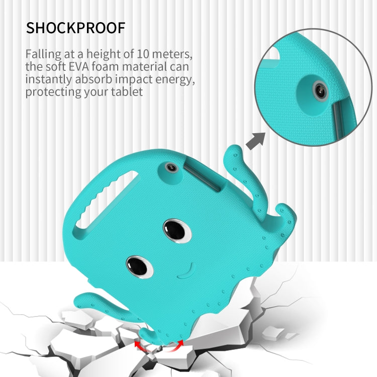 For Lenovo Tab M10 3rd Gen 10.1 TB-328 Octopus Style EVA Hybrid PC Shockproof Tablet Case with Strap(Glacial Green)