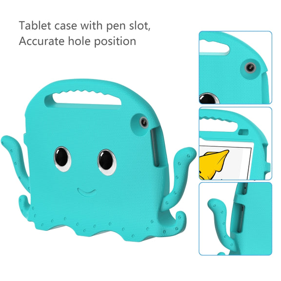 For Lenovo Tab M10 3rd Gen 10.1 TB-328 Octopus Style EVA Hybrid PC Shockproof Tablet Case with Strap(Glacial Green)