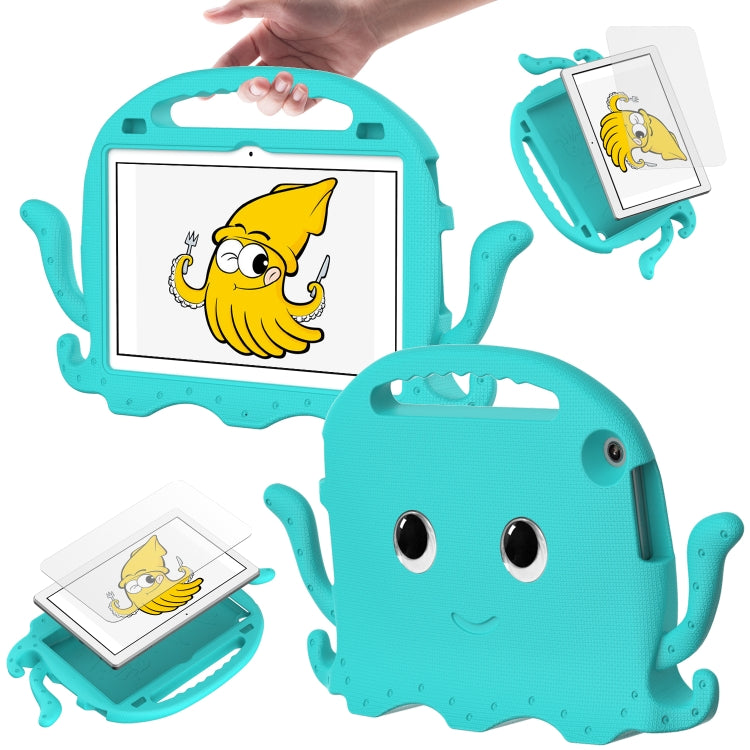 For Lenovo Tab M10 3rd Gen 10.1 TB-328 Octopus Style EVA Hybrid PC Shockproof Tablet Case with Strap(Glacial Green)