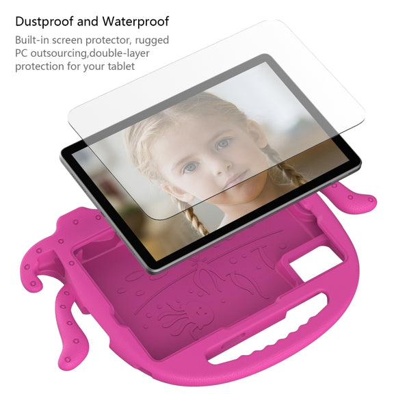 For Lenovo Tab M11 /Xiaoxin Pad 11 2024 Octopus Style EVA Hybrid PC Shockproof Tablet Case with Strap(Rose Red)