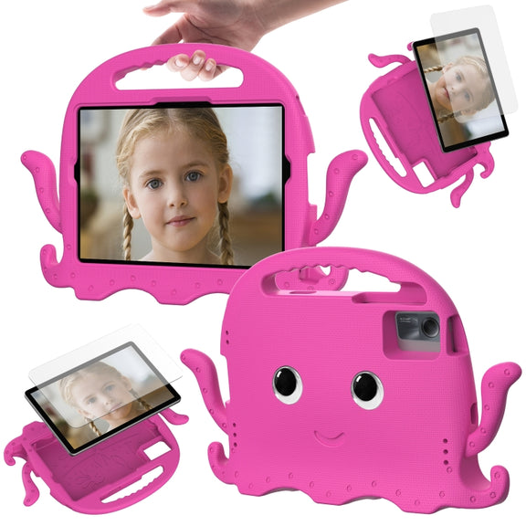 For Lenovo Tab M11 /Xiaoxin Pad 11 2024 Octopus Style EVA Hybrid PC Shockproof Tablet Case with Strap(Rose Red)