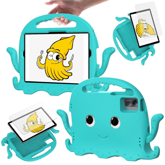 For Lenovo Tab M11 /Xiaoxin Pad 11 2024 Octopus Style EVA Hybrid PC Shockproof Tablet Case with Strap(Glacial Green)