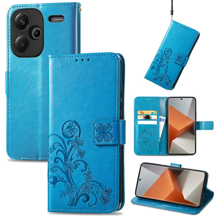For Xiaomi Redmi Note 13 Pro+ Four-leaf Clasp Embossed Leather Phone Case(Blue) - Note 13 Pro+ Cases by PMC TechLife | Online Shopping South Africa | PMC TechLife | Buy Now Pay Later Mobicred
