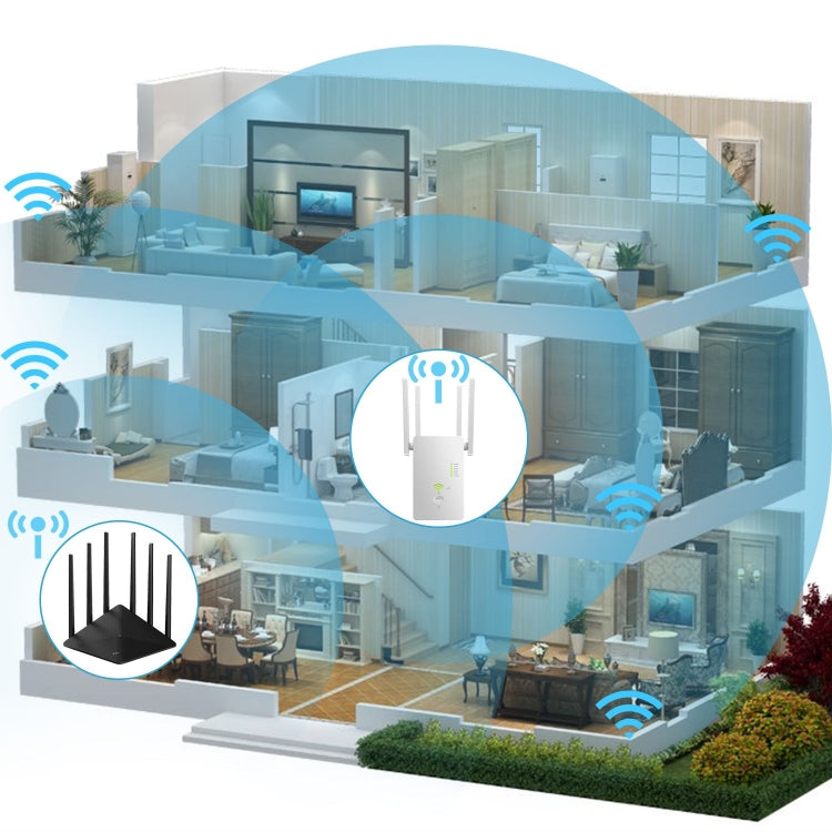 U6 5Ghz Wireless WiFi Repeater 1200Mbps Router Wifi Booster 2.4G Long Range Extender(EU Plug)