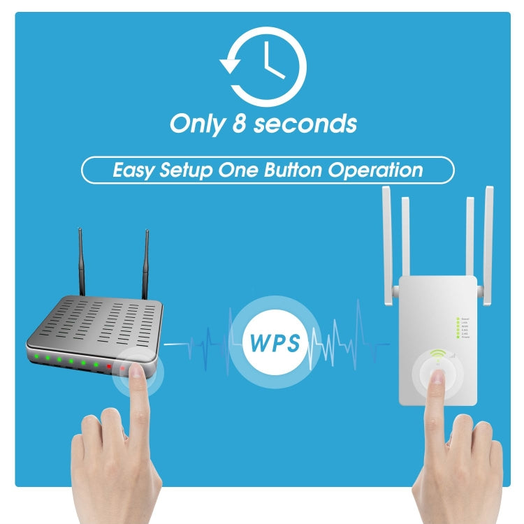 U6 5Ghz Wireless WiFi Repeater 1200Mbps Router Wifi Booster 2.4G Long Range Extender(US Plug)