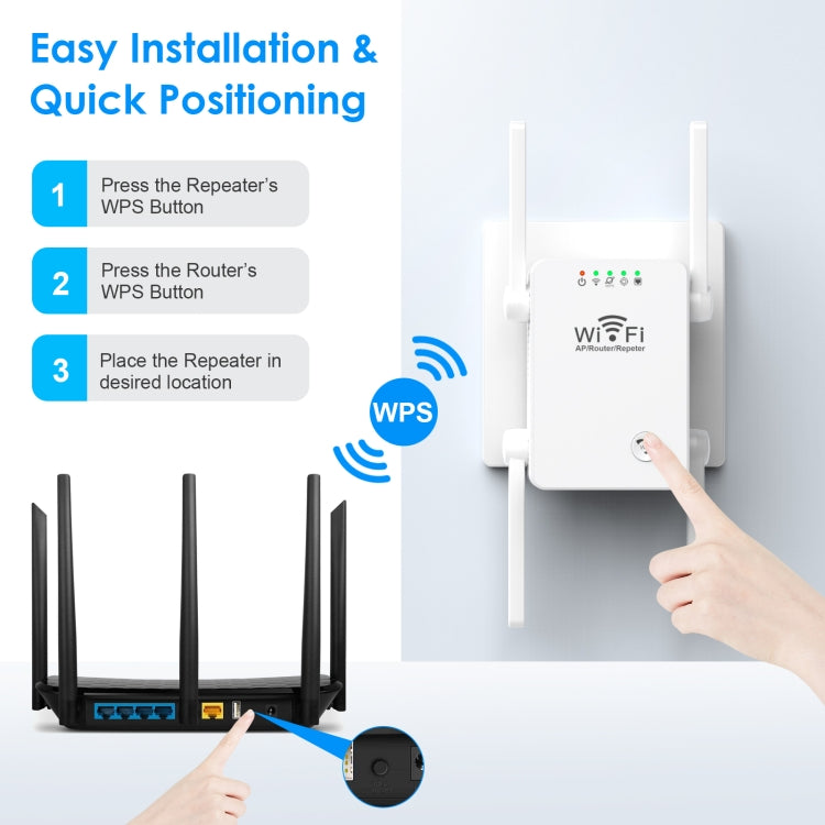 U8 300Mbps Wireless WiFi Repeater Extender Router Wi-Fi Signal Amplifier WiFi Booster(US Plug) - Broadband Amplifiers by PMC TechLife | Online Shopping South Africa | PMC TechLife