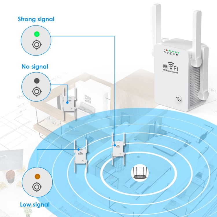 U8 300Mbps Wireless WiFi Repeater Extender Router Wi-Fi Signal Amplifier WiFi Booster(EU Plug)