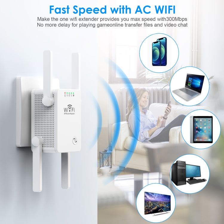 U8 300Mbps Wireless WiFi Repeater Extender Router Wi-Fi Signal Amplifier WiFi Booster(EU Plug)