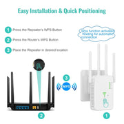 U10 1200Mbps Signal Booster WiFi Extender WiFi Antenna Dual Band 5G Wireless Signal Repeater(EU Plug)