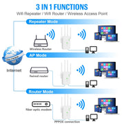 U10 1200Mbps Signal Booster WiFi Extender WiFi Antenna Dual Band 5G Wireless Signal Repeater(EU Plug)
