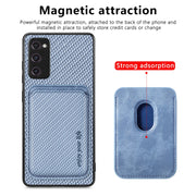 For Samsung Galaxy S20 FE Carbon Fiber Leather Card Magsafe Magnetic Phone Case(Blue)