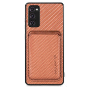 For Samsung Galaxy S20 FE Carbon Fiber Leather Card Magsafe Magnetic Phone Case(Brown)