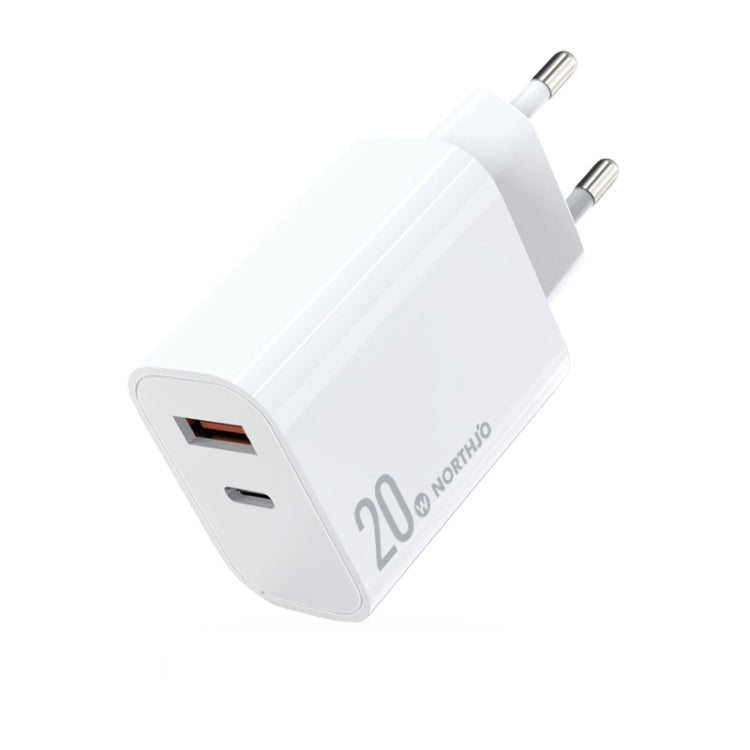 NORTHJO NOPD2002 PD20W USB-C/Type-C + QC 3.0 USB Dual Ports Fast Charger, EU Plug(White) - free shipping - PMC Jewellery - Order now!