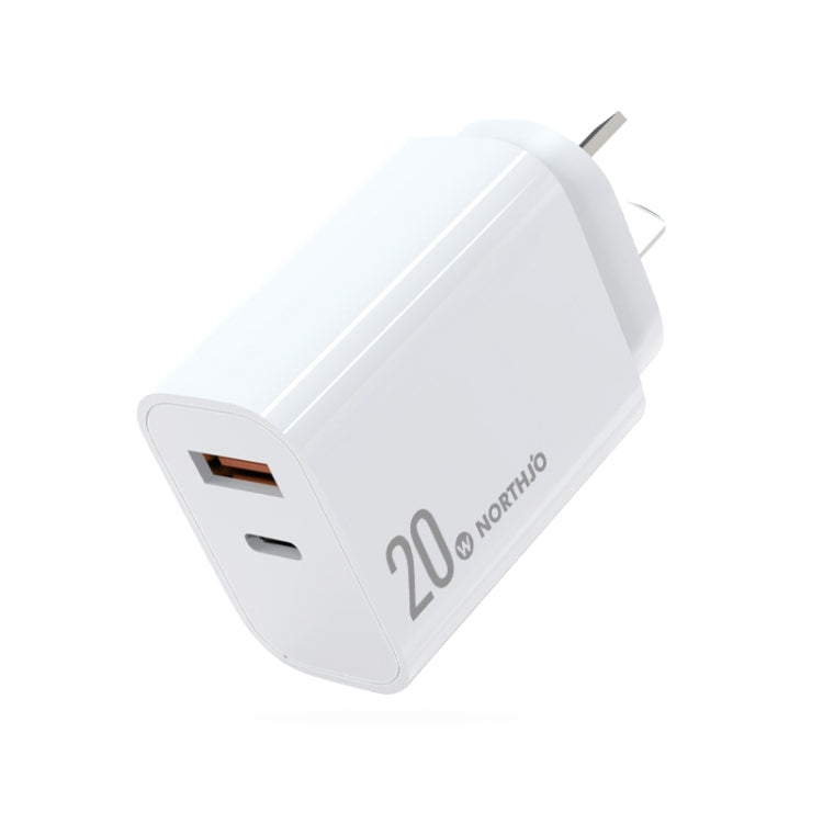 NORTHJO NOPD2002 PD20W USB-C/Type-C + QC 3.0 USB Dual Ports Fast Charger, AU Plug(White) - free shipping - PMC Jewellery - Order now!