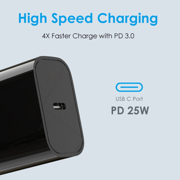 NORTHJO NOPD2501 PD 25W USB-C / Type-C Single Port Fast Charger, Plug Type:UK Plug(Black)