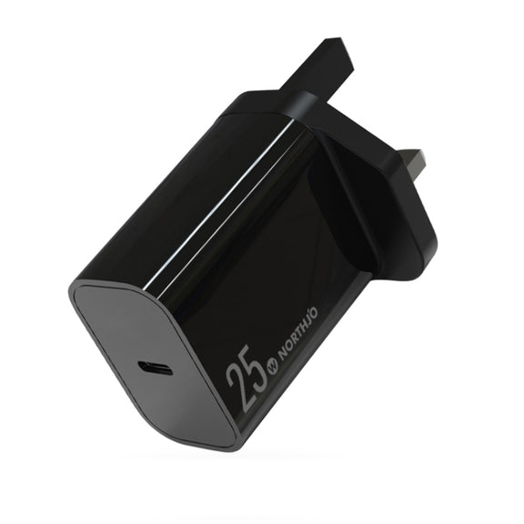 NORTHJO NOPD2501 PD 25W USB-C / Type-C Single Port Fast Charger, Plug Type:UK Plug(Black)