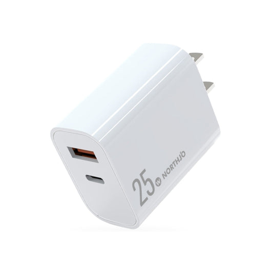 NORTHJO NOPD2502 PD 25W USB-C/Type-C + QC 3.0 USB Dual Ports Fast Charger, Plug Type:US Plug(White) - free shipping - PMC Jewellery - Order now!