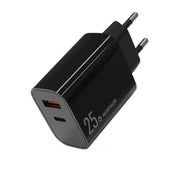 NORTHJO NOPD2502 PD 25W USB-C/Type-C + QC 3.0 USB Dual Ports Fast Charger, Plug Type:EU Plug(Black)