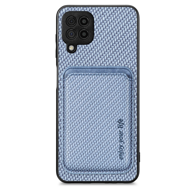 For Samsung Galaxy A22 4G Carbon Fiber Leather Card Magsafe Magnetic Phone Case(Blue) - Galaxy Phone Cases by PMC TechLife | Online Shopping South Africa | PMC TechLife | Buy Now Pay Later Mobicred